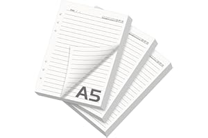 CRIVEPLE 3 Confezioni di Ricarica di Carta A5, 180 Fogli di Carta a Righe con 6 Fori Formato A5, Ricariche di Cartas per Appunti, Agende, Planner, Diari, Schizzi