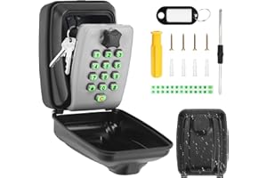 TeamSky Outdoor Key Safe Box – Key Safe Wall Mounted with 12-Digit Code, Waterproof and Durable Lockbox for Keys with Glow-in-the-Dark Sticker – Ideal for Home, Garage, Office Use