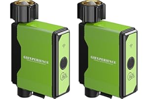 GIEXSMART Zigbee Smart Garden Bewässerungs-Timer 2er-Set mit integriertem Turbinen-Durchflussmesser, bis zu 10 programmierbare Zeitpläne, kompatibel mit Tuya Smart, Smart Life App und Home Assistant (ZHA & Z2M)