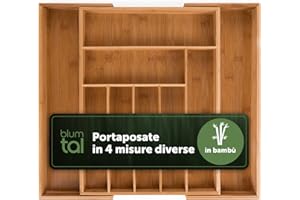 Blumtal Gamma di posate in bambù estensibile, per cassetti con fino a 9 scomparti, per IKEA Maximera grande (33,7 x 44,5 x 5 cm)
