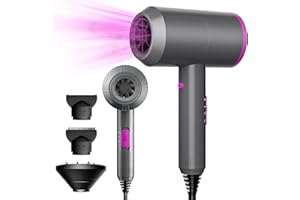 fobaston Jonowa suszarka do włosów, 2000 W, profesjonalna suszarka do włosów z dyfuzorem, suszarka do włosów w podróży, do domu i salonu, z 3 poziomami ciepła i poziomami temperatury, w zestawie 2