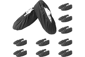 Anmerl Schuhüberzieher StiefelüberzüGe Atmungsaktive Baumwolle Mehrweg überzieher Schuhe, Rutschfeste Waschbare Fuß und überzieher Schuhe für Innenräumes, Arbeiters, 10 Paar (Schwarz, EUR 36-43)