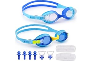 NAJILI Occhialini da Nuoto per Bambini, (set da 2) occhialini piscina con Anti-Appannamento e Protezione UV, Occhialini da Piscina per Bambine in silicone morbido per Bambini da 3 a 14 anni