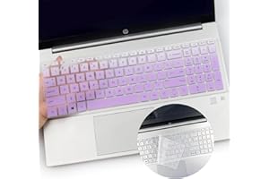 I-TENSODO 2PCS Keyboard Cover for 2022 HP Pavilion & HP Laptop 15.6 15-eh 15-eg Series 15-eg1053cl 15-eg1073cl 15-eg0167st 15-eg1000 15z-eh100 15t-er000-OPurple+Clear