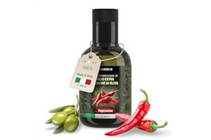 Foodico Extra Virgine Olive Oil with Chili - Cold Pressed Italian Olive Oil, No Additives, 250 ml Glass Bottle