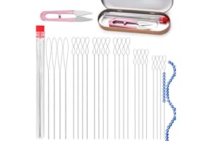 Riddur 26 Stück Perlennadeln, Perlennadeln zum Auffädeln von Perlen mit Aufbewahrungsbox, Schere, Große Auge Perlen Nadel Von Schmuckherstellung & Diy Handarbeiten (0,2mm-0,7mm)
