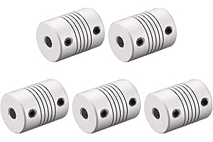 sourcing map 5mm a 5mm Aluminio Aleación Eje Acoplamiento Flexible Acoplador Motor Conector Junta L25xD19 Plateado, 5uds.