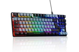 The G-Lab - Keyz Caesium TKL - Clavier Gamer TKL 87 Touches Filaire USB AZERTY, RGB Personnalisable, Macros programmables - Clavier Gaming Compact sans Pavé Numérique - PC/PS4/PS5/XBOX - (Gris-Noir)