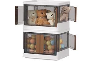 HAIXIN 26L Scatole per Armadio, Contenitori Plastica con Coperchio, Contenitori per Armadio salvaspazio, pieghevole con Ruote Set Da 2 Pezzo