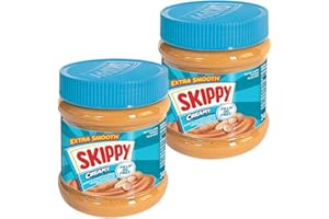 SKIPPY 2x 340g Erdnussbutter "Creamy" | Peanutbutter Ohne Palmöl | Extra Smooth und aus 91 % Erdnüssen | ohne Stückchen | Leckere Erdnussbutter mit vollem und cremigen Geschmack