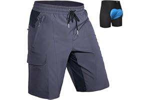 Hiauspor Męskie wyściełane spodenki rowerowe MTB luźne dopasowanie szybkoschnące spodenki rowerowe dla mężczyzn z 5 kieszeniami