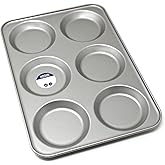Lets Cook Cookware - Professional 6 Hole Yorkshire Pudding Tray, Heavy Gauge, Double Coated Non Stick, British Made