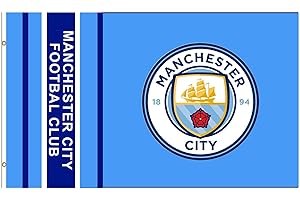 MCFC Giant Manchester City Crest Premier League Flag (5ft x 3ft & 100% Polyester)