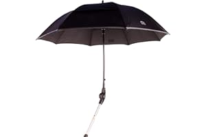 MPB PIEPER MPB® Rollatorschirm 99 SR (PASSEND FÜR 99% ALLER ROLLATOREN!), Regenschirm und Sonnenschirm, schwarz-reflektierend, mit 2 Verstellgelenken, Mikrofaser-Schirm mit"Air-Vent System", inkl. Schirmhülle