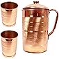 GODSON Copper Jug with 2 Glass (2000Ml of Jug, 400ML of Each Glass)