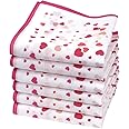 Merrysquare - Mini Fazzoletti a forma di Cuore rosa - 100% Cotone - 6 Pezzi - 23 x 23 cm - Modello CONFETTI
