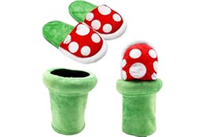 HISLOVY YuDanae Piranha Plants Cannibal Flower Style Peluche Pantoufles Mocassin avec Pipe Pot Holder pour Adultes Ados (Piranha Plants)