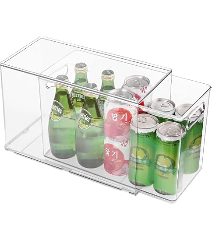 SIMPEXPE Cassetti Portaoggetti Impilabili In Plastica Trasparente, Per Frigorifero, Dispensa E Ufficio, Contenitori Estraibili Per Alimenti E Piccoli Oggetti