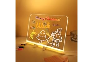 ROLU LED Note Board with 7 Colour Pen, Magic Board Light Up with Light, Acrylic Board, Message Board with Rag and Stand for Office School Home(30x20cm/11.81x7.87in)