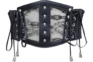 HANERDUN Gorset damski elastyczny pasek Tied Waspie, regulowany, średniowieczny, sznurowany pasek, retro, na wesela, imprezy