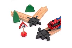 LUMINICK Intersezione a 4 livelli, set di 2 intersezione ferroviaria, ferrovia in legno, compatibile con Brio, Eichhorn, IKEA Lillabo, Haba UVM, connettori a binario