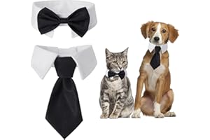 HJZHII Dog and Cat Tuxedo Collar, Adjustable Pets Bow Tie Cat Dog Wedding Bowtie Tux Collar Formal Puppy Kitten Costume Necktie Bowtie Birthday Easter Valentines