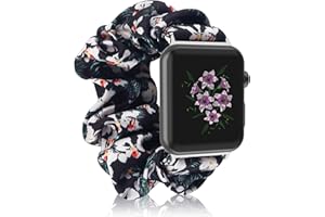 ORROKER Kompatibel mit Scrunchies Apple Watch Armbänder 38mm 40mm 42mm 44mm Scrunchie Elastisches Armband Damen Mädchen Bedrucktes Stoffarmband für Apple iWatch Serie 6 5 4 3 2 1