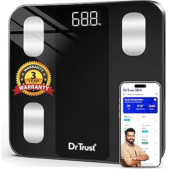 Dr Trust USA 526 Legend BMI Weight Scale & Body Fat Analyzer with IOS/Android App Sync,14 Essential Composition Metrics Weighing Machine for Home Heal