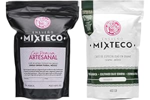 Ensueño Mixteco - Pakiet 2 torebek kawy ziarnistej - Kawa Specialty 460 g + Kawa Natural Palona 500 g - Kawa 100% Arabica - Produkcja rzemieślnicza - Pochodzenie Meksyk