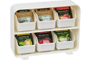 Mind Reader STBORG-WHT Bag, Tea Station Organizer Countertop Storage, Kitchen, Plastic, 10.25" L x 3.25" W x 7.75" H, White