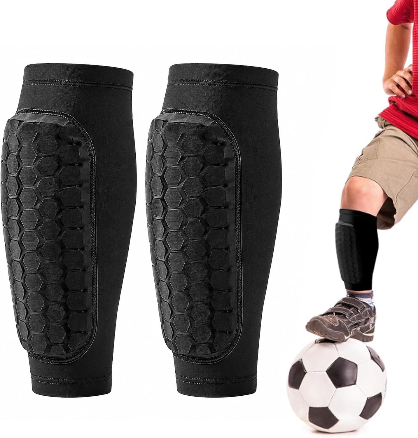 1 Paire de Protege Tibia Foot Enfant | Chaussette Protege Tibia Foot Adult, Chaussettes Protège-tibias de Football Antidérapants pour Enfants Garçons Filles