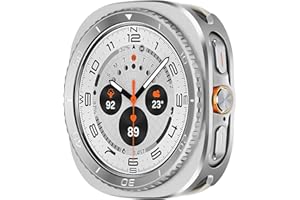 Amizee 3 in 1 Metal Case for Samsung Galaxy Watch Ultra/Ultra 2(2025) 47mm with Screen Protector, Rugged Bumper Scratch Resistant Protection Cover for Galaxy Watch 7/8 Ultra, Numeric-Silver/White