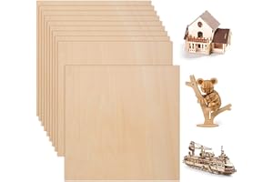 LXYANW 10 Pièces Contreplaqué, 200 x 200 x 1.5mm Feuille de Bois Rectangulaire, Feuille de Bois de Balsa Non Finie, Planche Bois Brut pour Modélisme, Gravure, Peinture ou Bricolage