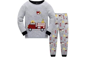 Boys long-sleeve pyjamas, 2-piece cotton kids’ sleepwear, dinosaur, excavator, fire engine, train, 92, 98, 104, 110, 116, 122 (UK 24 months, 3-4 years, 5-6/7 years)