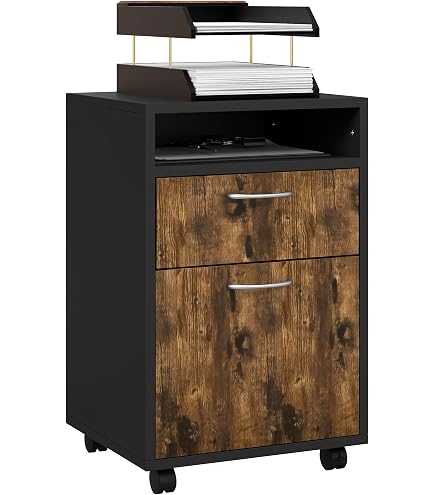 VASAGLE Schedario Con 2 Cassetti, Mobile Per Ufficio, Ripiano Aperto, Struttura In Acciaio, A4 E Formato Lettera, Stand Per Stampante, Piedini - 6