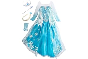 New front Niña Frozen Vestido de Disfraz Princesa Elsa Cumpleaños Regalo 3 -8 Años Vestido de Noche Corona Varita Mágica Navidad Halloween Carnaval Cosplay