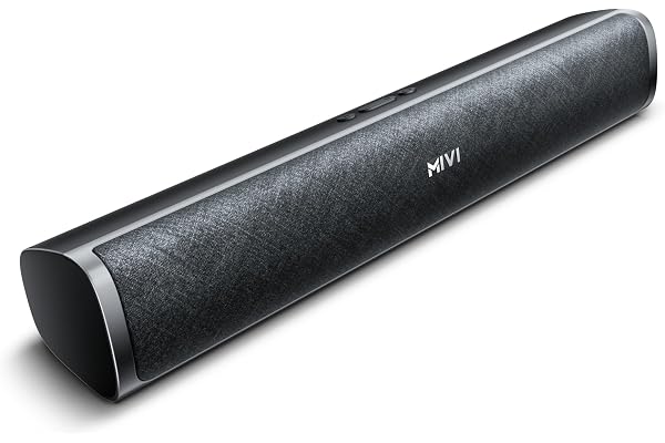 Mivi Fort Q26 Soundbar with 26W Powerful Audio, 2.0 Channel with Dual Full-Range Speakers, Multiple Input Modes, 6H Playtime, 2500mAh Battery, Made in India Soundbar for TV