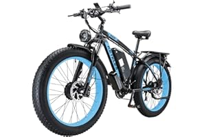 BEWELL KETELES K800 Dual Motors E-bikes for Men, 26" Fat Tyre Electric Bike 23Ah Removable Lithium Battery Max 100KM Shimano 21-Speeds Mountain Bike for Commuting Off-Road Beach Snow (UK Warehouse)