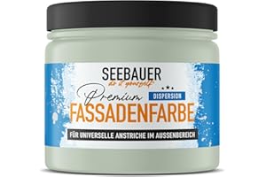 SEEBAUER diy Universal-Fassadenfarbe Grün 300ML für Außen (No. 769 Ocean Grass) Hoch deckende Fassadenfarbe mit Wetterschutz - Geeignet für Putz, Mauerwerk und Beton