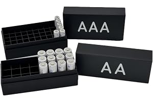 Batterilådor för 24 STK AA och 50 STK AAA batterier och batterier förvaringslåda, låda med lock, 2 stycken paket