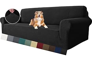 MAXIJIN Fodera per divano super elasticizzata per divano a 4 posti, fodere per divani extra large Jacquard Pet Dog Furniture Protector Fodera per divano aderente (4 posto, Nero)