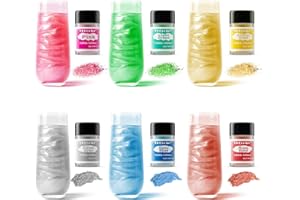 Paillettes Comestibles Set, 6 Couleurs Paillette Alimentaire avec 4 Couleurs de Colorant Alimentaire en Gel, Colorant Alimentaire Poudre pour la Décoration de Gâteaux, Cocktail, Fondants, Boissons- 3g