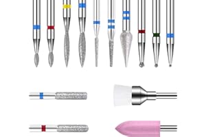 QULLMARTLE 14 Piezas Broca Manicura Brocas De Para Uñas,3/32 pulgadas para taladro de uñas,Uñas Taladro de Uñas Set,Para Quitar Gel, AcríLico