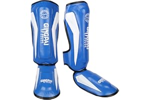GINGPAI BOXING GINGPAI Espinilleras de boxeo, artes marciales mixtas para Muay Thai, espinilleras para hombres, mujeres, adultos y niños, protectores de empeine, protectores protectores de pierna para kickboxing