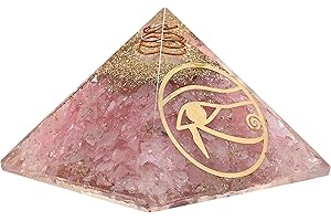 AMAZING GEMSTONE Pirámide de orgón grande | Cristal pirámide de cuarzo rosa | Pirámide de orgonita ojo de Horus | Pirámides de órgano curación de energía positiva