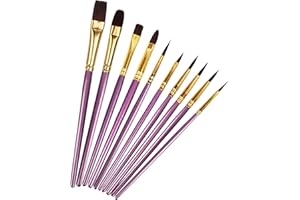 ANIYOO Paint Brushes, 10 Pcs Face Paint Brushes for Children Watercolor, Acrylic Gouache and Oil Painting Suitable for Decorations, Models, Figurines, Nail Art