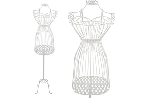 PrimoLiving manichino da sarta in metallo Diva in bianco antico con vano portaoggetti - manichino da abito vintage - ideale come manichino femminile o appendiabiti - P-12925