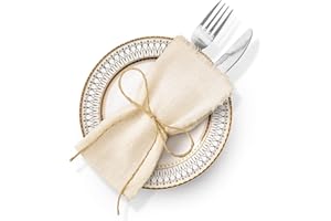 UINNOSSVC 6 Leinenservietten mit Rand für Hochzeitstischdekoration - Cloth Napkins Western-Stil 42x42cm Helles Khaki