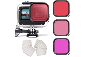 OKFUN 60M/169 FT Funda Impermeable para Gopro Hero 12 Hero 11 Hero 10 Hero 9 Negro, Carcasa Protectora de Buceo Subacuático con Accesorios de Soporte para Cámara de Acción Hero 12/11/10/9 con 3 Paquet