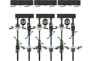 Sinoer Fahrradwandträger,Wandhalterung für 6 Fahrräder + 3 Helme, Werkzeugaufbewahrungshaken einstellbar für Garage oder Zuha